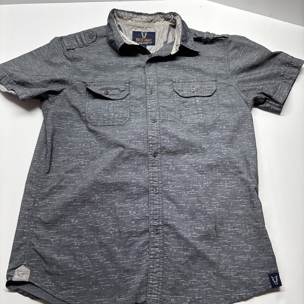 Quilted Giraffe Men's Short Sleeve Button-Up‎ Shirt Sz Large "space-dyed"